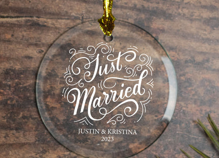 custom personalized just married christmas ornament – Christmas ornament, holiday tree decoration or gift