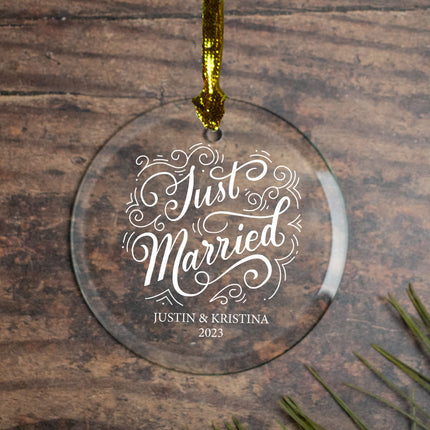 custom personalized just married christmas ornament – Christmas ornament, holiday tree decoration or gift