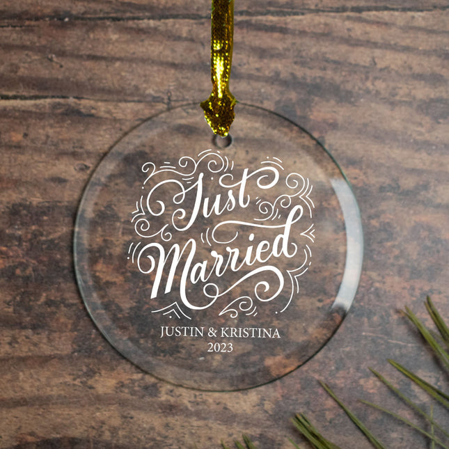 custom personalized just married christmas ornament – Christmas ornament, holiday tree decoration or gift