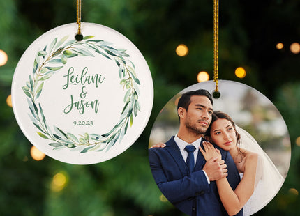 engraved personalized wedding christmas ornament – Christmas ornament, holiday tree decoration or gift