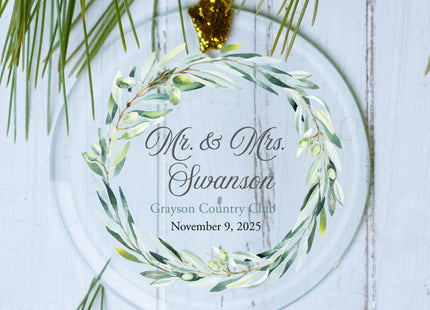 keepsake personalized botanical wedding christmas ornament – Christmas ornament, holiday tree decoration or gift