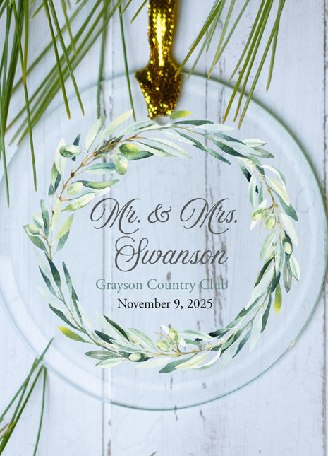 Personalized Botanical Wedding Christmas Ornament by ORNAMENT SHOP EXCLUSIVE Personalized Glass Ornament