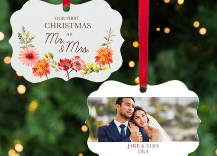 holiday personalized first christmas newlyweds christmas ornament – Christmas ornament, holiday tree decoration or gift