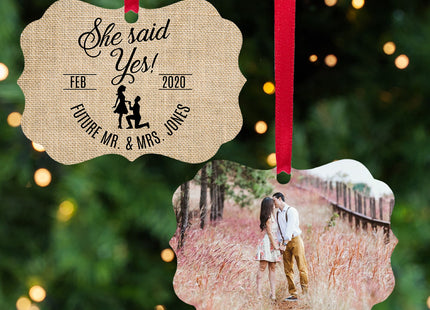 decorative personalized wedding burlap christmas ornament – Christmas ornament, holiday tree decoration or gift