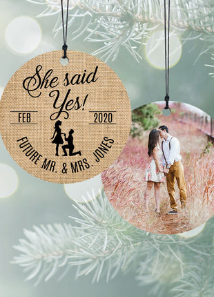 "Wedding Burlap" Personalized Wood Ornament - ORNAMENT SHOP EXCLUSIVE