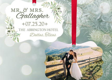 engraved personalized wedding photo christmas ornament – Christmas ornament, holiday tree decoration or gift