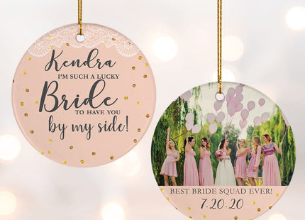 personalized personalized bridal party wedding photo christmas ornament – Christmas ornament, holiday tree decoration or gift