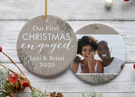 engraved personalized engagement christmas ornament – Christmas ornament, holiday tree decoration or gift