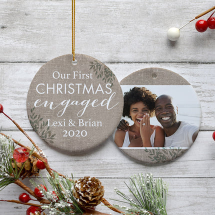engraved personalized engagement christmas ornament – Christmas ornament, holiday tree decoration or gift