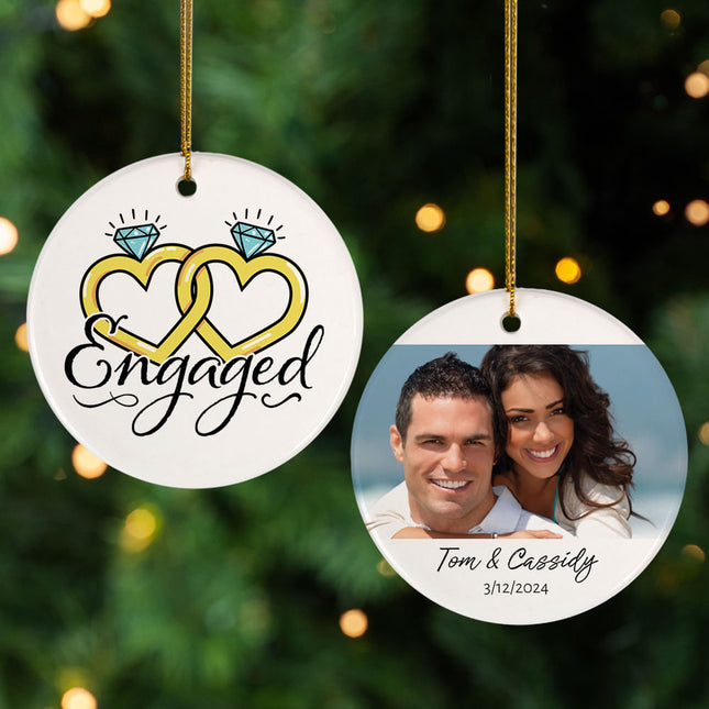 custom personalized engagement photo christmas ornament – Christmas ornament, holiday tree decoration or gift
