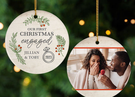 keepsake personalized first christmas engaged christmas ornament – Christmas ornament, holiday tree decoration or gift