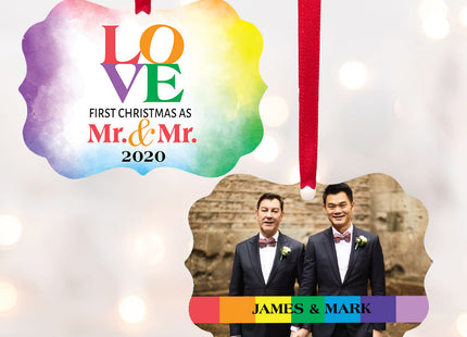 personalized personalized mr & mr love watercolor christmas ornament – Christmas ornament, holiday tree decoration or gift