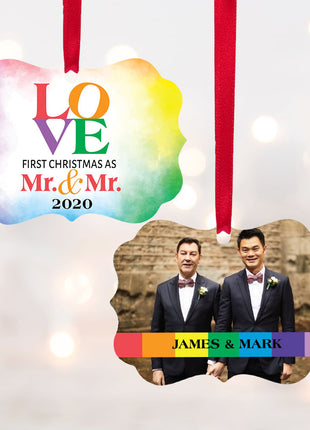 Personalized "Mr & Mr Love Watercolor" Ornament Personalized Ornament by ORNAMENT SHOP EXCLUSIVE