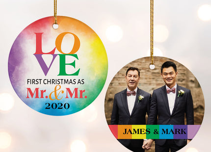 engraved personalized mr & mr wedding christmas ornament – Christmas ornament, holiday tree decoration or gift