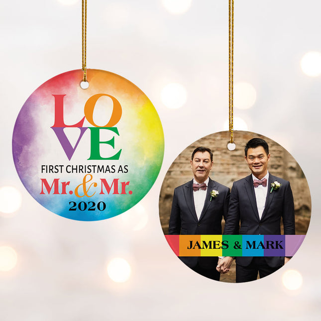 engraved personalized mr & mr wedding christmas ornament – Christmas ornament, holiday tree decoration or gift