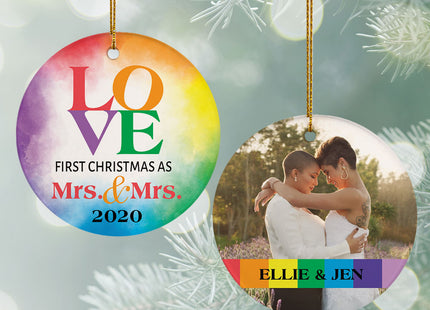 personalized personalized mrs & mrs wedding christmas ornament – Christmas ornament, holiday tree decoration or gift