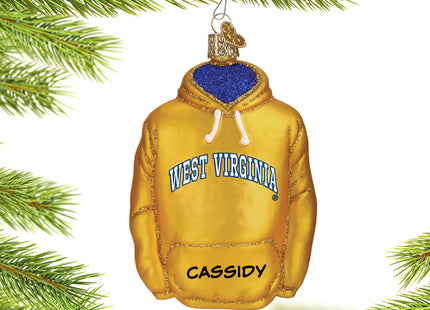 engraved personalized west virginia university hoodie sweatshirt christmas ornament – Christmas ornament, holiday tree decora