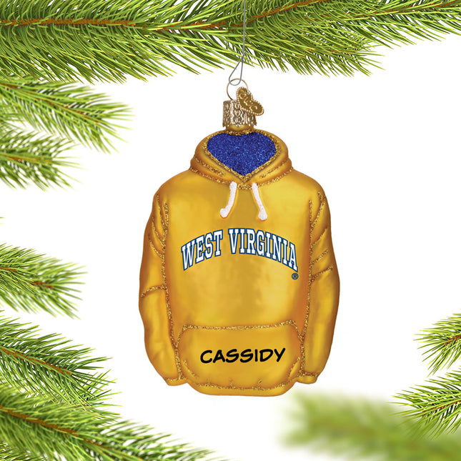 engraved personalized west virginia university hoodie sweatshirt christmas ornament – Christmas ornament, holiday tree decora