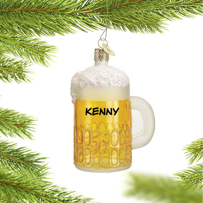 Beer Monogram Glass Ornament - Mug of Beer Ornament – Ornament Shop
