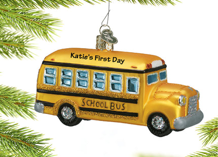 custom personalized glass school bus christmas ornament – Christmas ornament, holiday tree decoration or gift