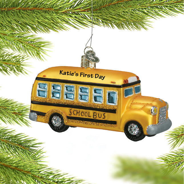 custom personalized glass school bus christmas ornament – Christmas ornament, holiday tree decoration or gift