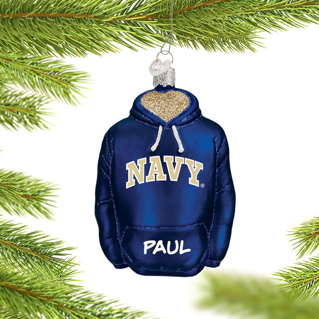 decorative personalized navy hoodie sweatshirt christmas ornament – Christmas ornament, holiday tree decoration or gift