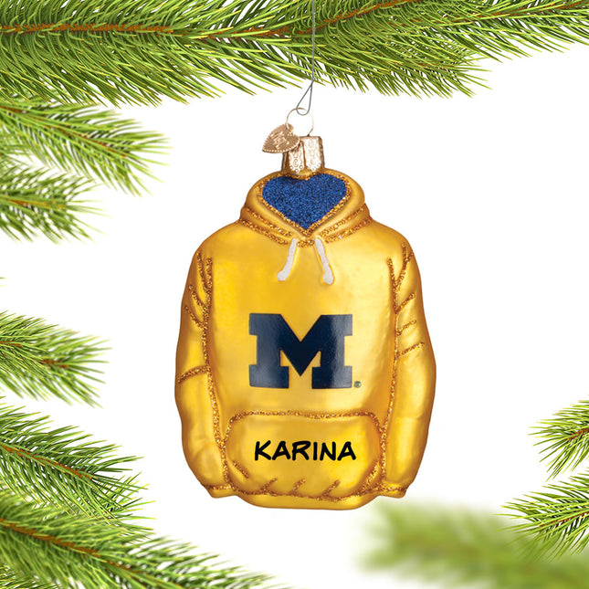 custom personalized university of michigan hoodie sweatshirt christmas ornament – Christmas ornament, holiday tree decoration