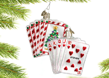 custom personalized royal flush poker hand christmas ornament – Christmas ornament, holiday tree decoration or gift