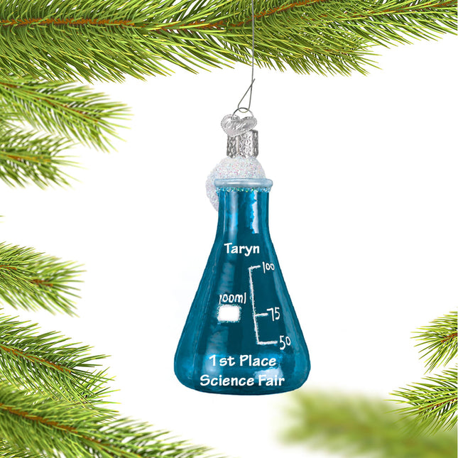 holiday personalized science beaker christmas ornament – Christmas ornament, holiday tree decoration or gift