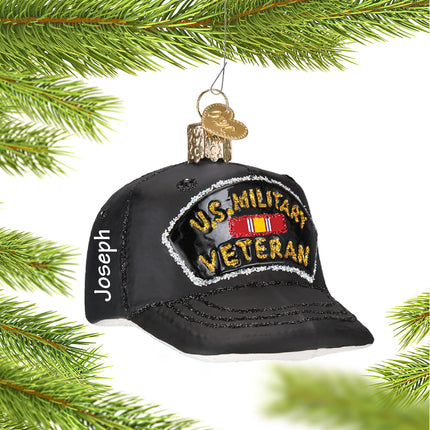 engraved personalized veteran's cap christmas ornament – Christmas ornament, holiday tree decoration or gift