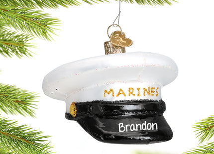 holiday personalized marines cap christmas ornament – Christmas ornament, holiday tree decoration or gift