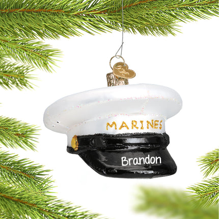 holiday personalized marines cap christmas ornament – Christmas ornament, holiday tree decoration or gift