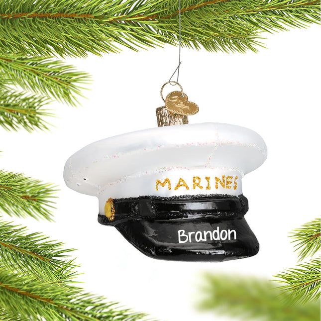 holiday personalized marines cap christmas ornament – Christmas ornament, holiday tree decoration or gift
