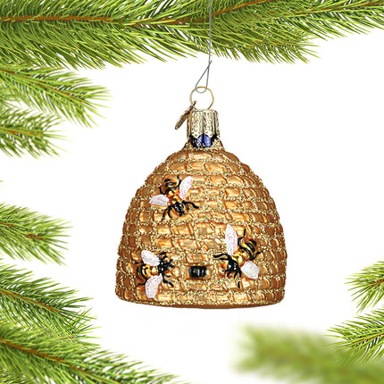 custom bee skep christmas ornament – Christmas ornament, holiday tree decoration or gift