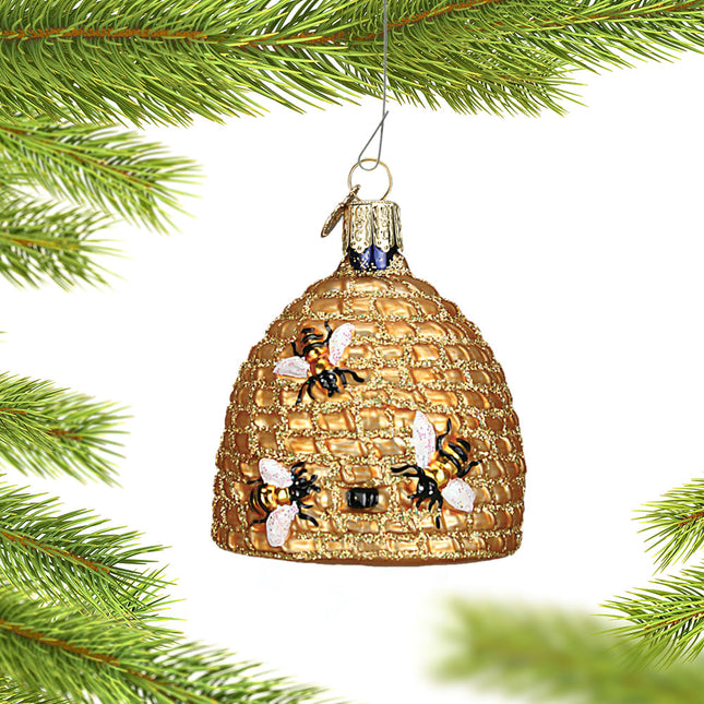 custom bee skep christmas ornament – Christmas ornament, holiday tree decoration or gift