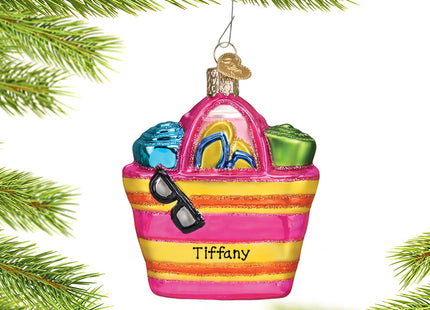 custom personalized beach bag christmas ornament – Christmas ornament, holiday tree decoration or gift