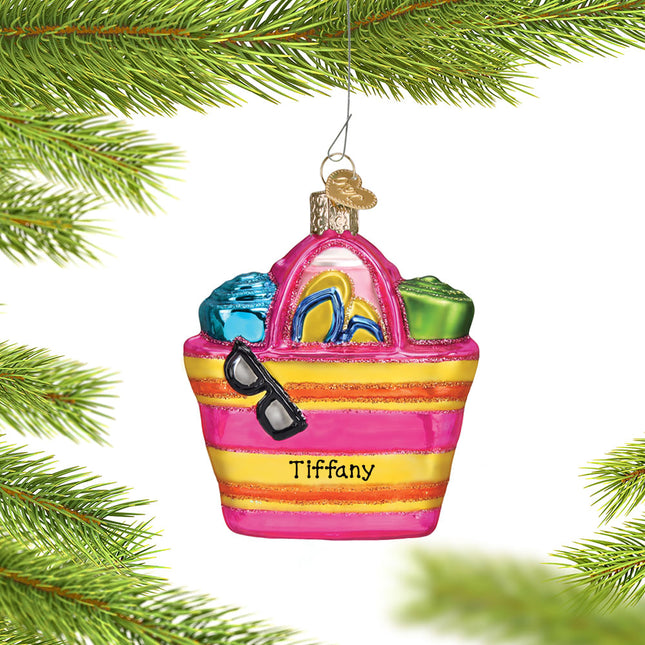 custom personalized beach bag christmas ornament – Christmas ornament, holiday tree decoration or gift