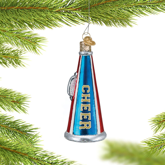 engraved personalized cheer megaphone christmas ornament – Christmas ornament, holiday tree decoration or gift
