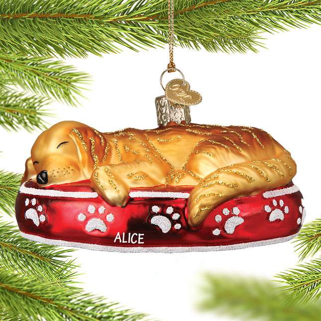 custom personalized sleepy golden retriever christmas ornament – Christmas ornament, holiday tree decoration or gift
