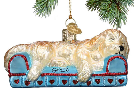 engraved personalized sleepy doodle dog christmas ornament – Christmas ornament, holiday tree decoration or gift