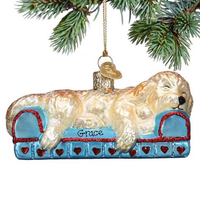 engraved personalized sleepy doodle dog christmas ornament – Christmas ornament, holiday tree decoration or gift