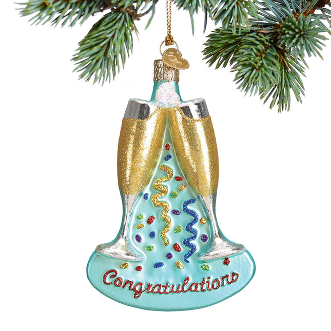 custom champagne toast christmas ornament – Christmas ornament, holiday tree decoration or gift