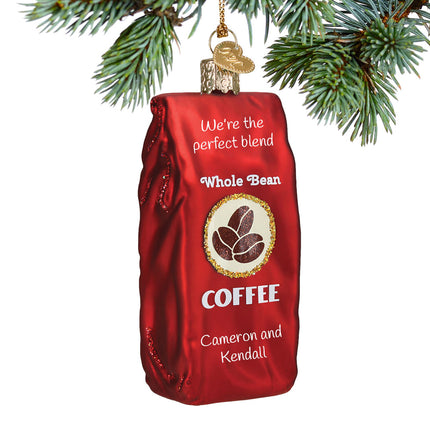 holiday personalized bag of coffee beans christmas ornament – Christmas ornament, holiday tree decoration or gift