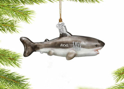 decorative personalized great white shark christmas ornament – Christmas ornament, holiday tree decoration or gift