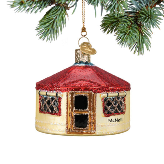 holiday personalized yurt christmas ornament – Christmas ornament, holiday tree decoration or gift