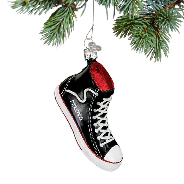 decorative personalized high top sneaker black christmas ornament – Christmas ornament, holiday tree decoration or gift
