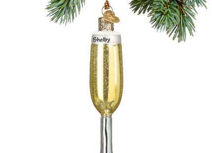 holiday personalized champagne flute christmas ornament – Christmas ornament, holiday tree decoration or gift
