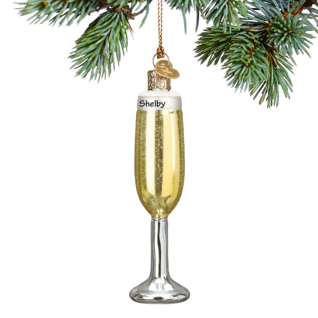 holiday personalized champagne flute christmas ornament – Christmas ornament, holiday tree decoration or gift