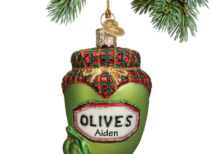 holiday personalized jar of olives christmas ornament – Christmas ornament, holiday tree decoration or gift
