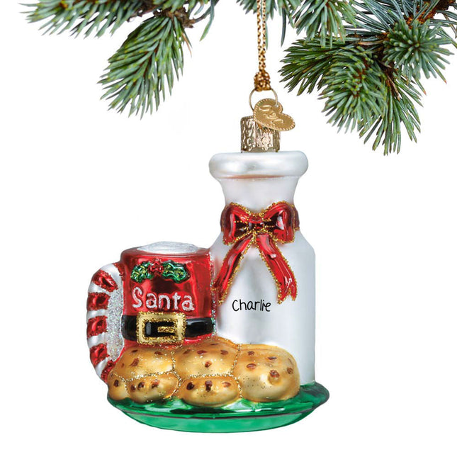 custom personalized santas milk and cookies christmas ornament – Christmas ornament, holiday tree decoration or gift